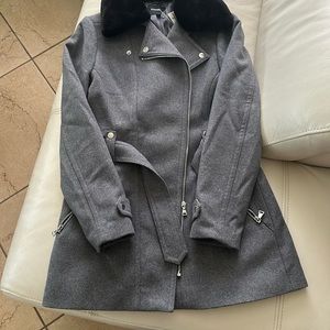 Express Gray Belted Pea Coat Size M